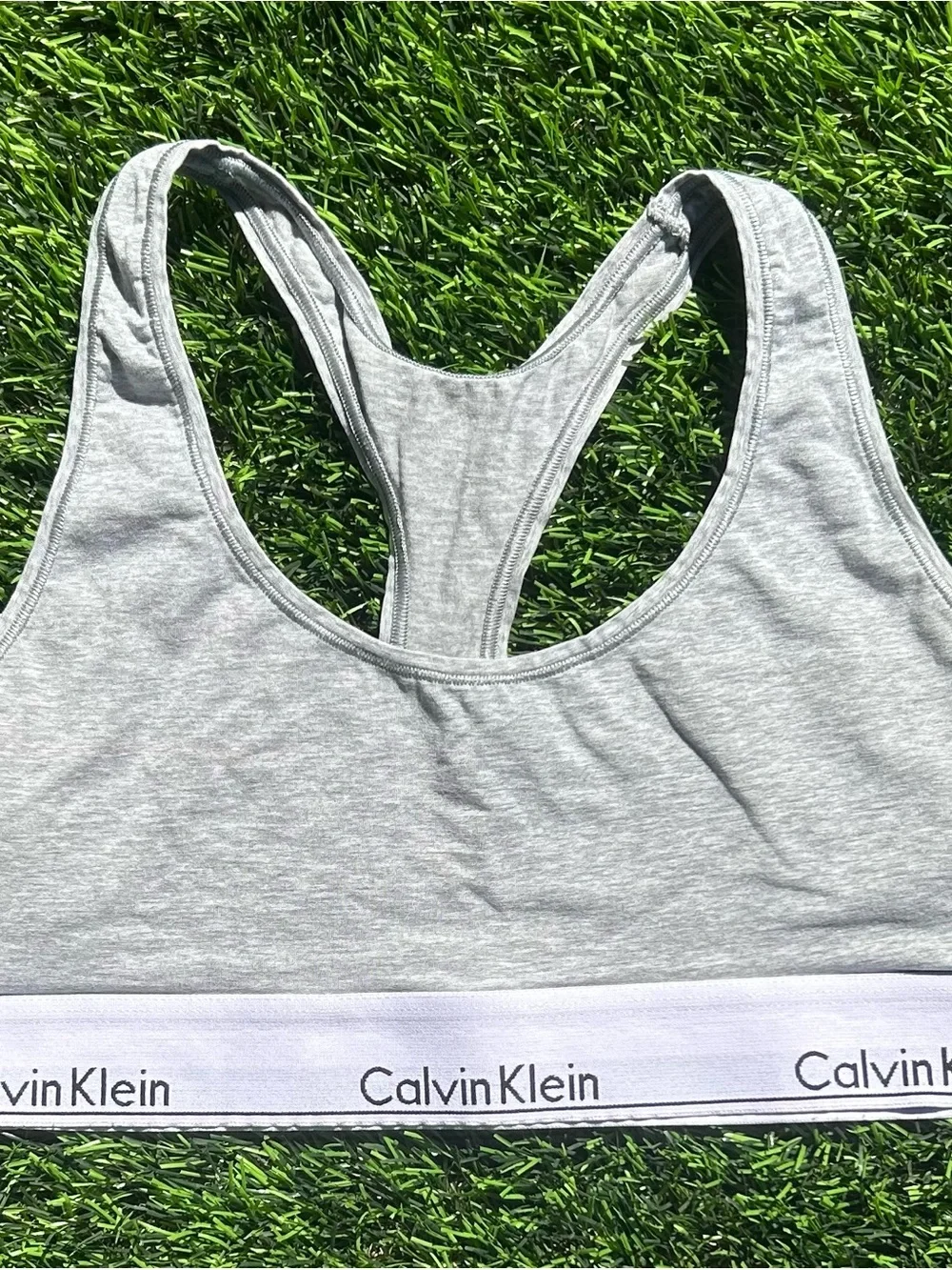 Calvin Klein Light Heather Gray Racerback Sports Bralette